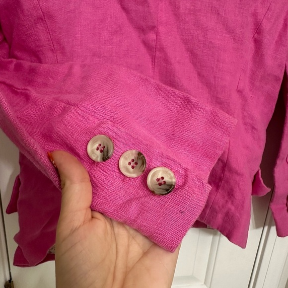 Gibson Women's Linen Blazer XS Pink Stylish Suit Jacket Work Business Cotton - Picture 6 of 8